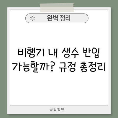 비행기 내 생수 반입 가능할까? 규정 총정리