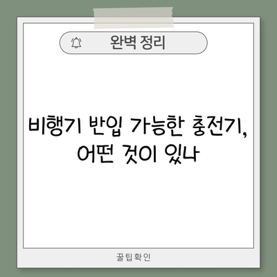 비행기 반입 가능한 충전기, 어떤 것이 있나