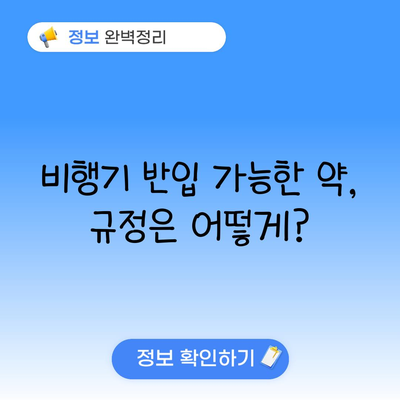 비행기 반입 가능한 약, 규정은 어떻게?