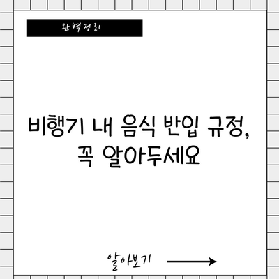 비행기 내 음식 반입 규정, 꼭 알아두세요