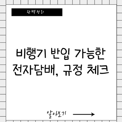 비행기 반입 가능한 전자담배, 규정 체크