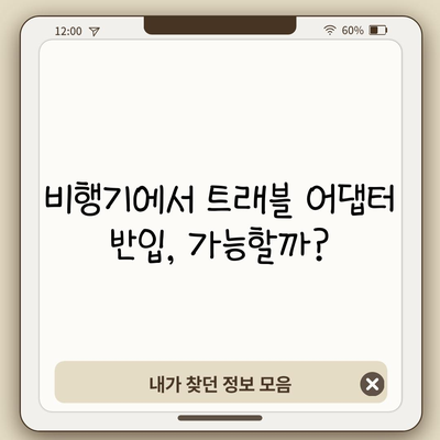 비행기에서 트래블 어댑터 반입, 가능할까?