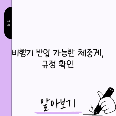 비행기 반입 가능한 체중계, 규정 확인