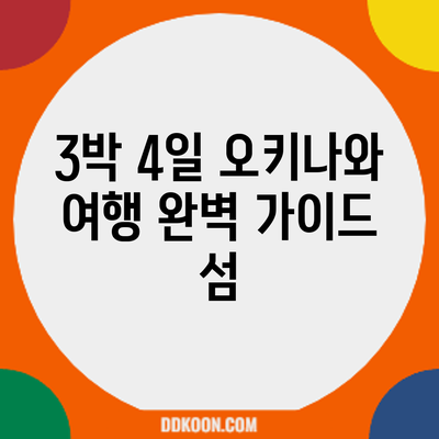 3박 4일 오키나와 여행 완벽 가이드: 섬