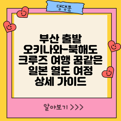 부산 출발 오키나와-북해도 크루즈 여행: 꿈같은 일본 열도 여정 상세 가이드