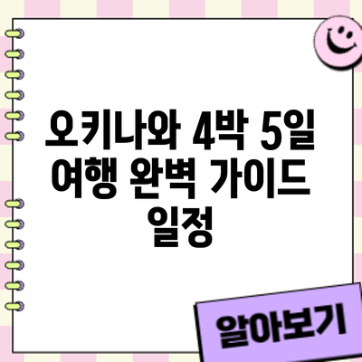 오키나와 4박 5일 여행 완벽 가이드: 일정