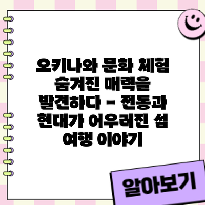 오키나와 문화 체험: 숨겨진 매력을 발견하다 - 전통과 현대가 어우러진 섬 여행 이야기