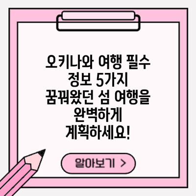 오키나와 여행 필수 정보 5가지: 꿈꿔왔던 섬 여행을 완벽하게 계획하세요!