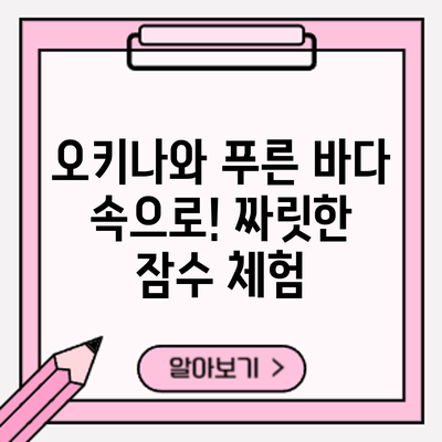 오키나와 푸른 바다 속으로! 짜릿한 잠수 체험