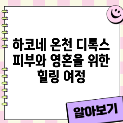 하코네 온천 디톡스: 피부와 영혼을 위한 힐링 여정