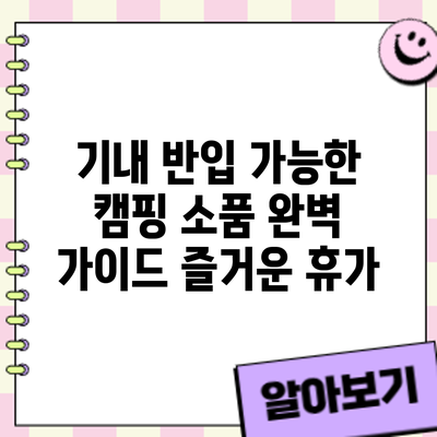 기내 반입 가능한 캠핑 소품 완벽 가이드: 즐거운 휴가