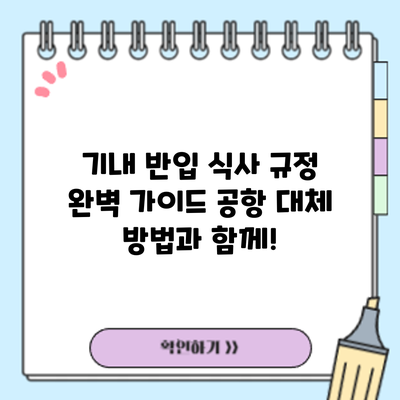 기내 반입 식사 규정 완벽 가이드: 공항 대체 방법과 함께!