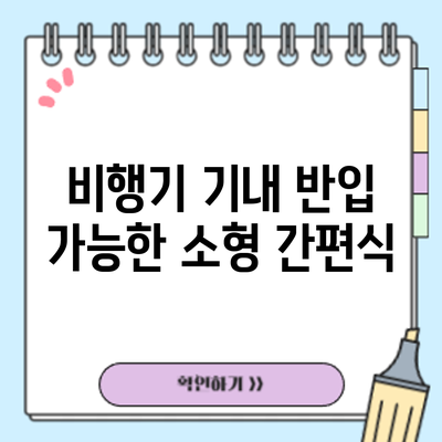 비행기 기내 반입 가능한 소형 간편식