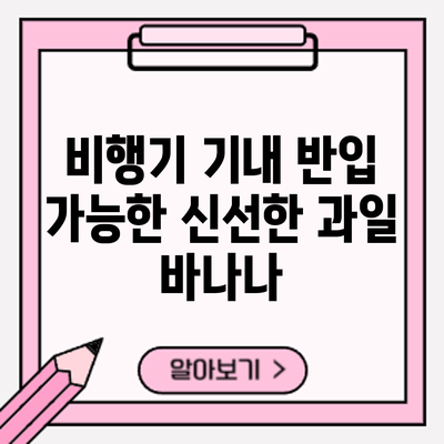 비행기 기내 반입 가능한 신선한 과일? 바나나