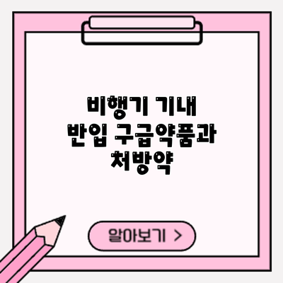 비행기 기내 반입: 구급약품과 처방약