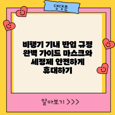 비행기 기내 반입 규정 완벽 가이드: 마스크와 세정제 안전하게 휴대하기