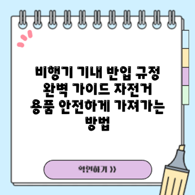비행기 기내 반입 규정 완벽 가이드: 자전거 용품 안전하게 가져가는 방법