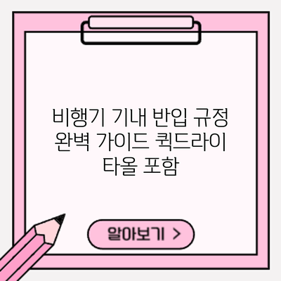 비행기 기내 반입 규정 완벽 가이드: 퀵드라이 타올 포함