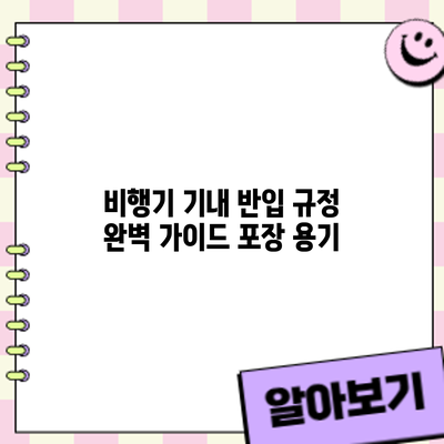 비행기 기내 반입 규정 완벽 가이드: 포장 용기