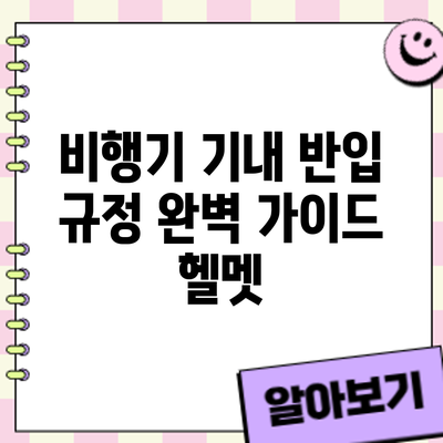비행기 기내 반입 규정 완벽 가이드: 헬멧