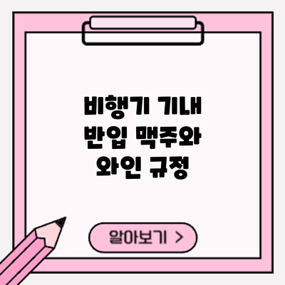 비행기 기내 반입 맥주와 와인: 규정