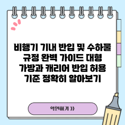 비행기 기내 반입 및 수하물 규정 완벽 가이드: 대형 가방과 캐리어 반입 허용 기준 정확히 알아보기