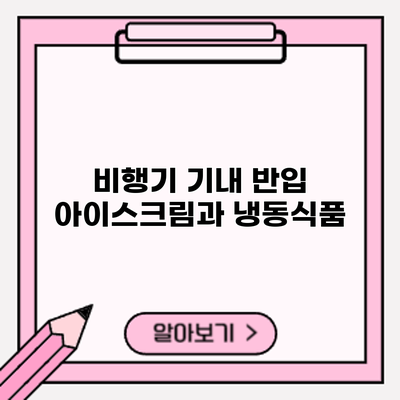 비행기 기내 반입: 아이스크림과 냉동식품