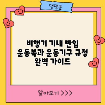 비행기 기내 반입: 운동복과 운동기구 규정 완벽 가이드
