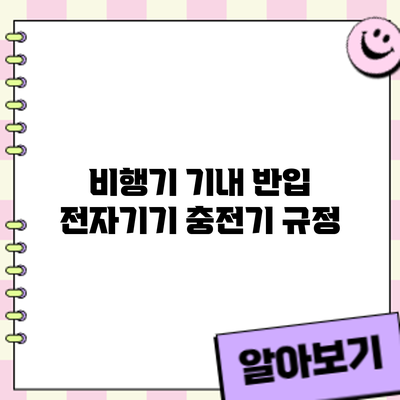 비행기 기내 반입 전자기기 충전기: 규정