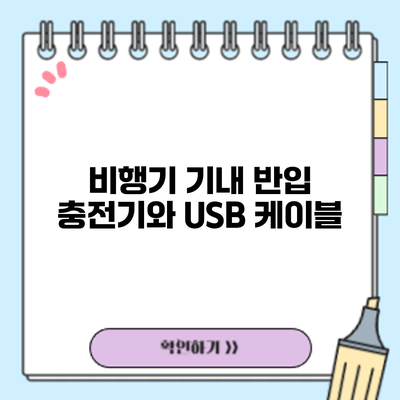 비행기 기내 반입: 충전기와 USB 케이블