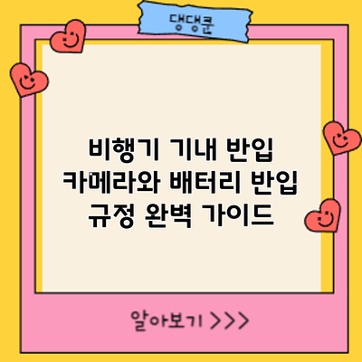 비행기 기내 반입: 카메라와 배터리 반입 규정 완벽 가이드