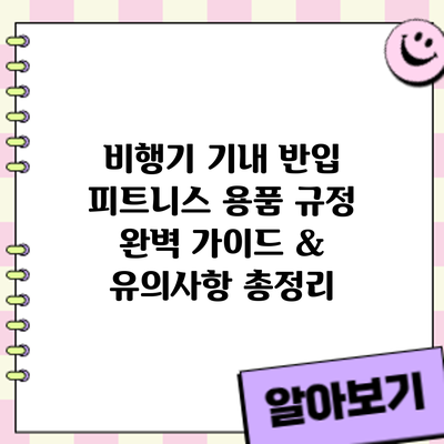 비행기 기내 반입: 피트니스 용품 규정 완벽 가이드 & 유의사항 총정리