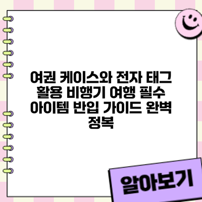 여권 케이스와 전자 태그 활용: 비행기 여행 필수 아이템 반입 가이드 완벽 정복