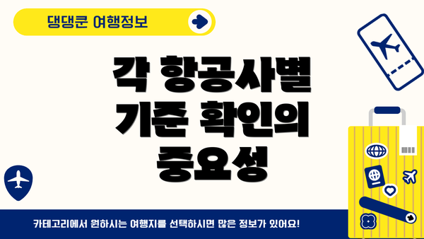 각 항공사별 기준 확인의 중요성