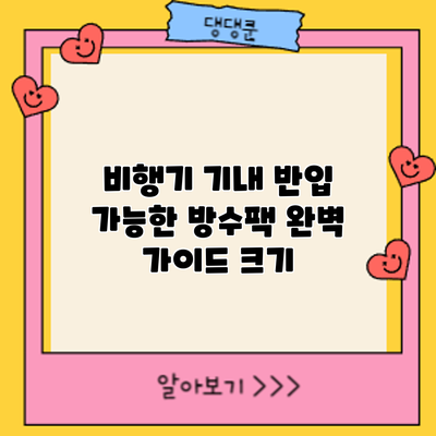 비행기 기내 반입 가능한 방수팩 완벽 가이드: 크기