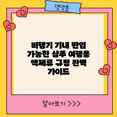 비행기 기내 반입 가능한 샴푸: 여행용 액체류 규정 완벽 가이드