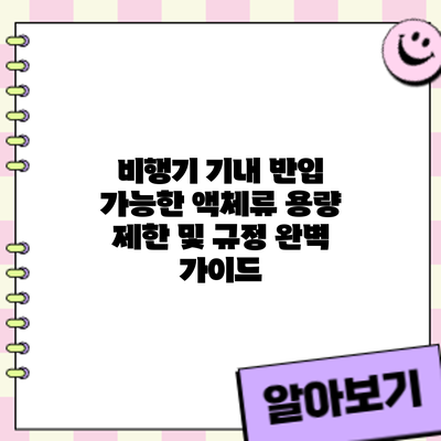비행기 기내 반입 가능한 액체류: 용량 제한 및 규정 완벽 가이드
