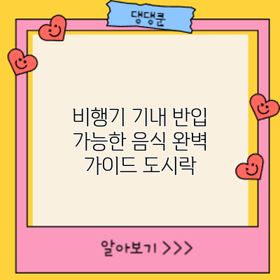 비행기 기내 반입 가능한 음식 완벽 가이드: 도시락