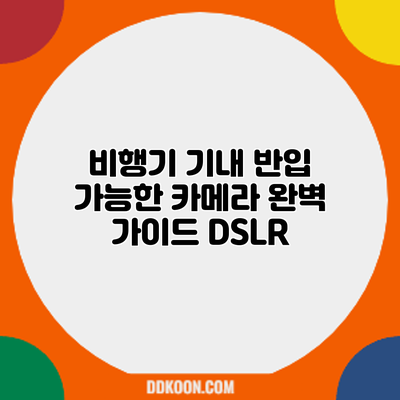비행기 기내 반입 가능한 카메라 완벽 가이드: DSLR