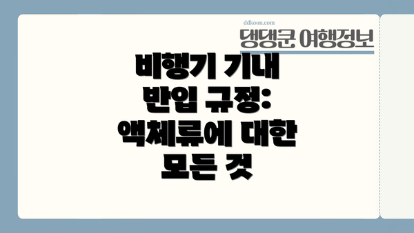 비행기 기내 반입 규정: 액체류에 대한 모든 것