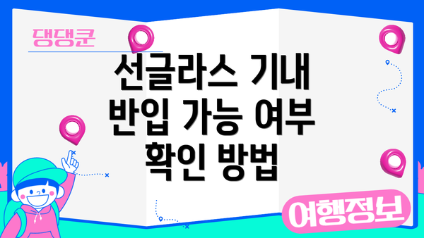 선글라스 기내 반입 가능 여부 확인 방법