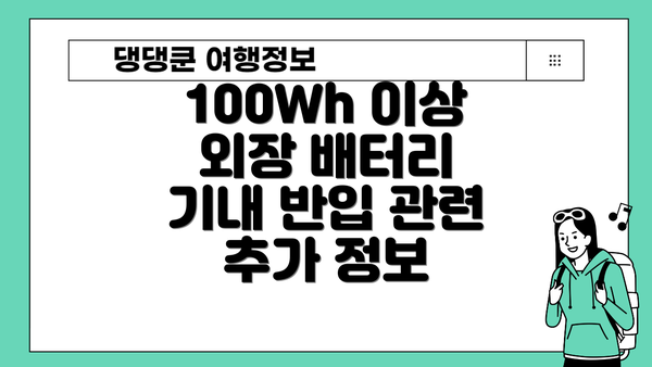 100Wh 이상 외장 배터리 기내 반입 관련 추가 정보