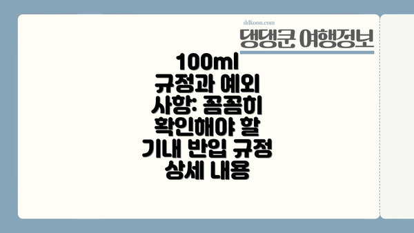 100ml 규정과 예외 사항: 꼼꼼히 확인해야 할 기내 반입 규정 상세 내용