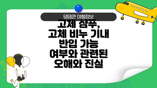 고체 샴푸, 고체 비누 기내 반입 가능 여부와 관련된 오해와 진실