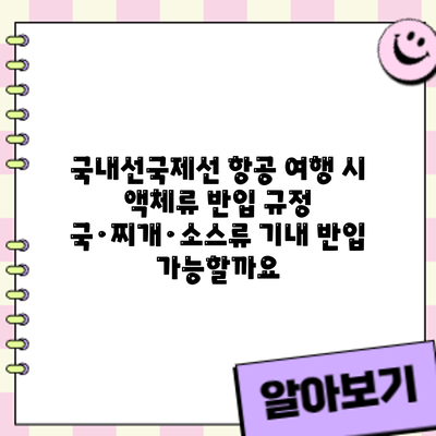 국내선/국제선 항공 여행 시 액체류 반입 규정: 국·찌개·소스류 기내 반입 가능할까요?