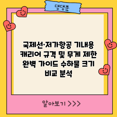 국제선·저가항공 기내용 캐리어 규격 및 무게 제한 완벽 가이드: 수하물 크기 비교 분석