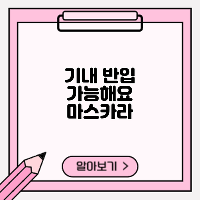 기내 반입 가능해요? 마스카라