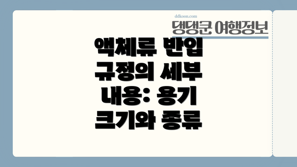 액체류 반입 규정의 세부 내용: 용기 크기와 종류