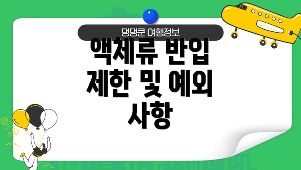 액체류 반입 제한 및 예외 사항