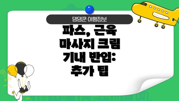 파스, 근육 마사지 크림 기내 반입: 추가 팁
